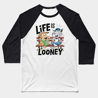 Life's Looney - Chill Cat & Dog Buddy Bench Baseball T-Shirt